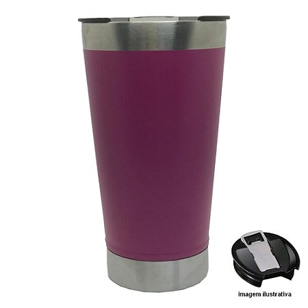 Copo Térmico 473ml NEXT TRADING com Tampa Rosa