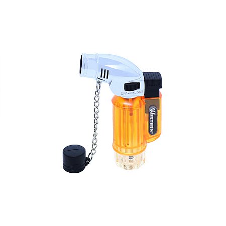 Mini Maçarico para Solda à Gás Butano Recarregável WESTERN Laranja