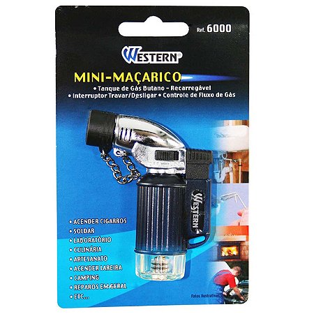 Mini Maçarico para Solda à Gás Butano Recarregável WESTERN Azul