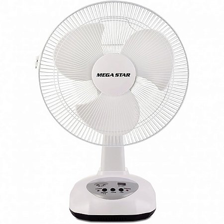 Ventilador MEGASTAR FAN406 14” 3 Pás Recarregável Bivolt Branco