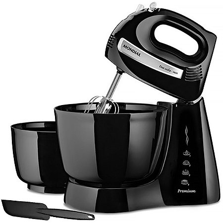Batedeira MONDIAL Due Cake Inox Premium B-04 NP com 04 Velocidades + Turbo 500 watts 220V ~ 50 / 60 Hz Preto