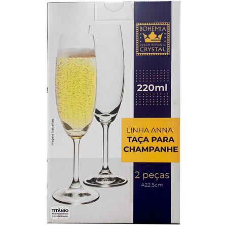 Jogo de Taças de Cristal Anna Bohemia 220ml com 02 Peças FULL FIT