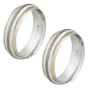 Alianças Anatômicas 7mm com 2 Filetes em Prata Fosca