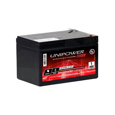 Bateria Selada para Alarmes e No-Breaks 12,0 Ah 12 Volts UNIPOWER