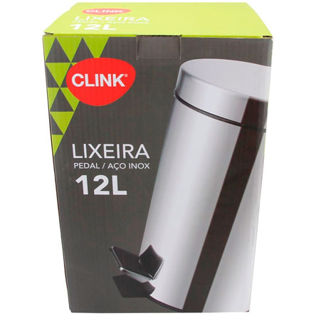 Lixeira CLINK Inox com Pedal e Balde Capacidade de 12 litros