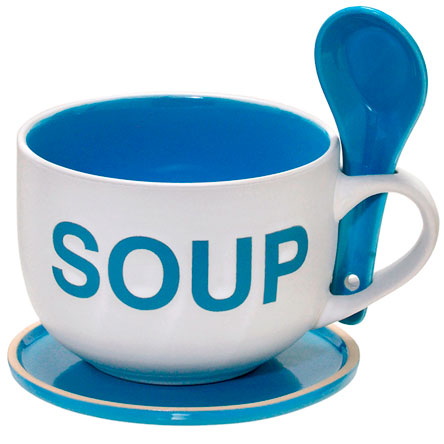 Caneca de Cerâmica Soup com Colher 325 ml MABRUK 02 Unidades