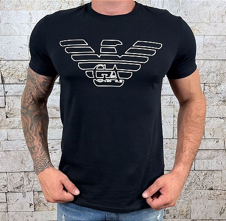 Camiseta Masculina ARMANI Preto Clássica