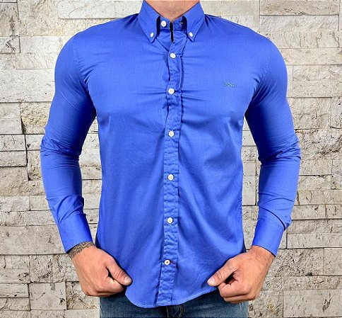 Camisa Masculina HB Manga Longa Azul