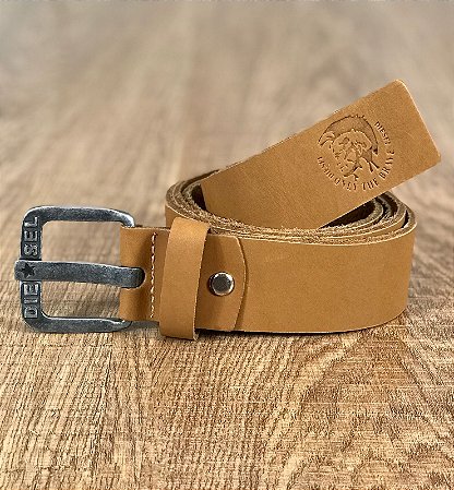 Cinto Masculino DIESEL Caramelo Couro Legítimo