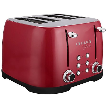 Torradeira AIWA 1.600 Watts 07 Temperaturas 220 - 240 V ~ 50 / 60 Hz Vermelho com Prata