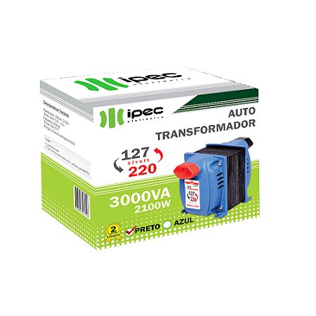 Auto Transformador IPEC 3000 VA Bivolt Azul