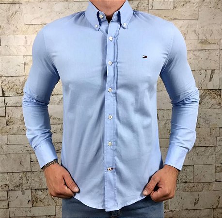 Camisa Masculina TH Manga Longa Azul
