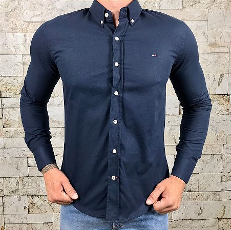 Camisa Masculina TH Manga Longa Azul Marinho
