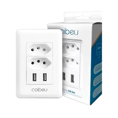 Tomada Luxo COIBEU Parede Entrada USB com Carregador Universal