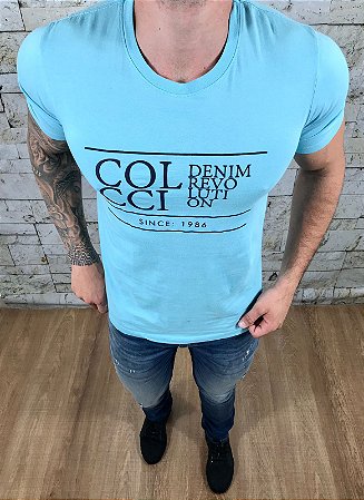 Camiseta Masculina COLCCI Azul Turquesa Denim Revolution