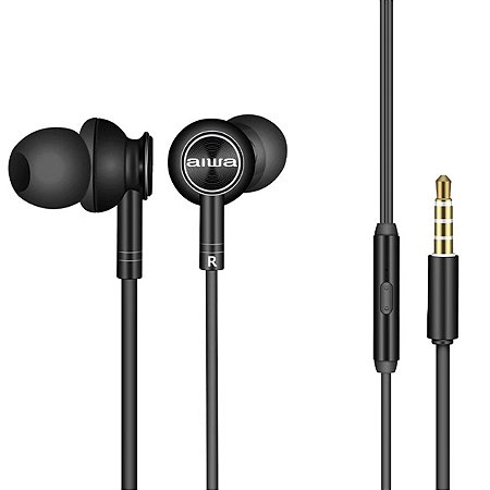 Fone de Ouvido AIWA AWF1B com Microfone Preto