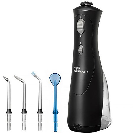 Irrigador Bucal WATERPIK Cordless Plus Water Flosser WP-462E2 com 02 Níveis de Pressão 207ml Recarregável Preto
