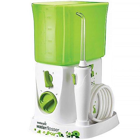 Irrigador Bucal WATERPIK Waterflosser For Kids WP-260W com 03 Níveis de Pressão 444ml Branco com Verde
