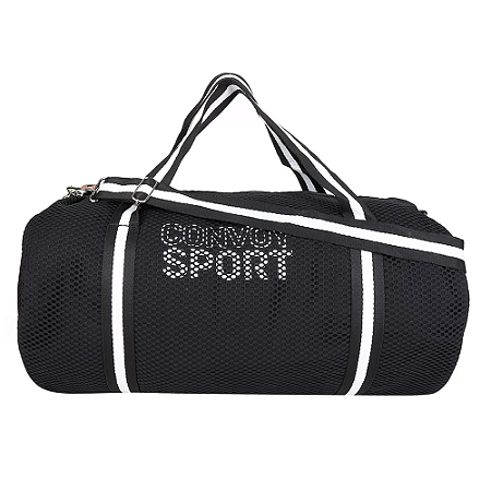 Bolsa Sacola Telada Unissex Esportiva para Academia com Alça Dupla Preto
