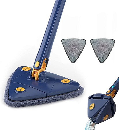 Mop para Limpeza Triângular Ajustável Giratório 360° em Aço Inoxidável Reforçado