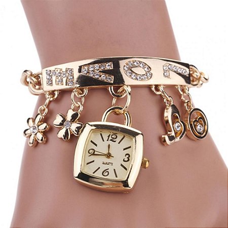 Relógio Feminino com Pulseira em Aço Inoxidável Quartzo