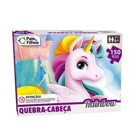 Jogo Infantil Quebra Cabeça de Unicórnio com 150 Peças