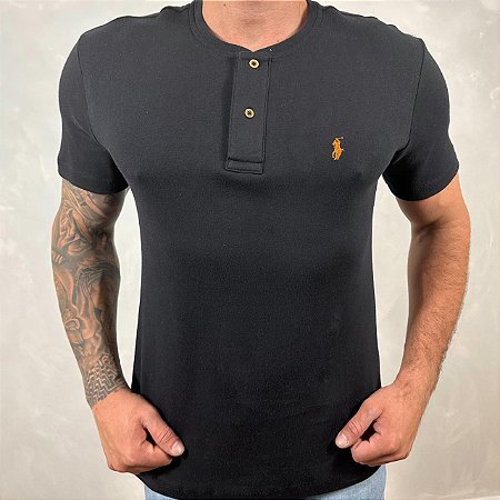 Camiseta Masculina RL Henley Preto