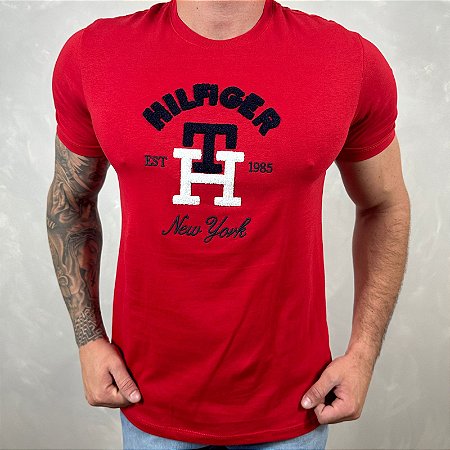 Camiseta Masculina TH Vermelho New York Diferenciada