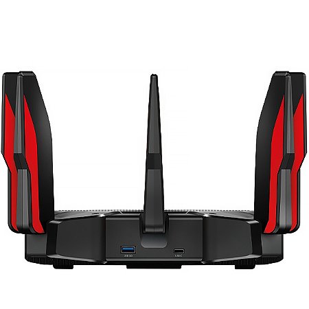 Roteador Wireless TP-LINK Archer 1148Mbps em 2.4GHz + 4804Mbps em 5GHz Preto com Vermelho