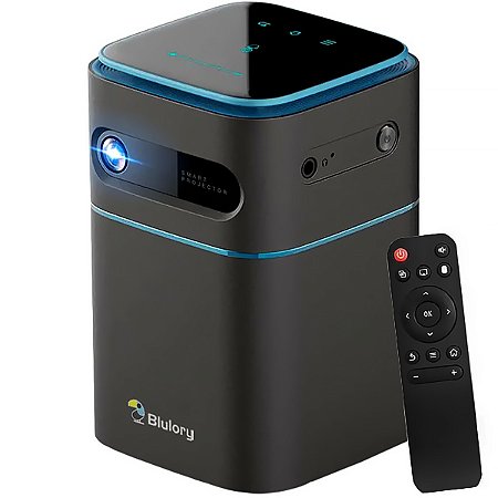 Projetor BLULORY D3 de 2.000 Lúmens com HDMI e USB Recarregável Preto com Azul