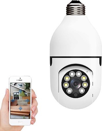 Câmera IP Lâmpada Wifi Full Hd com Visão Noturna Branco
