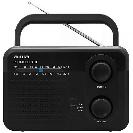 Rádio Portátil Retrô AM / FM AIWA AWFML4 0.7 watts Bivolt Preto