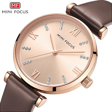 Relógio MINI FOCUS oara Negócios Elegante Impermeável com Pulseira de Couro