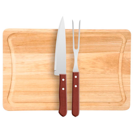 Kit em Madeira para Churrasco STOLF com Garfo e Faca Slim 25 cm