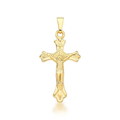 Pingente Semijoia Folheado a Ouro Crucifixo Jesus Cristo