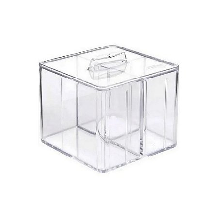 Organizador com Tampa 11,2x11,2x11cm em Cristal com 03 Divisões DELLO