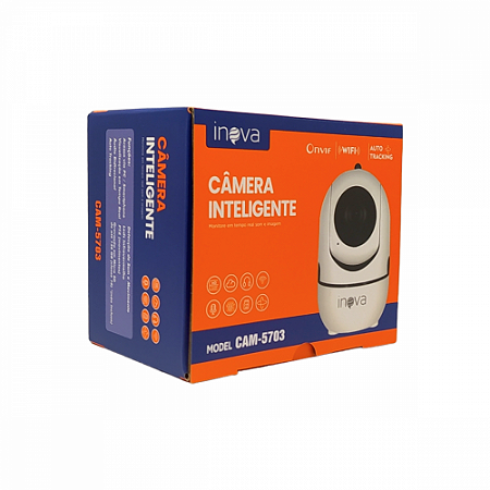 Câmera Inteligente INOVA Monitoramento em Tempo Real Som e Imagem Smartphone ou PC Leds Infravermelho Gravação em Micro SD de ate 128 GB Branco