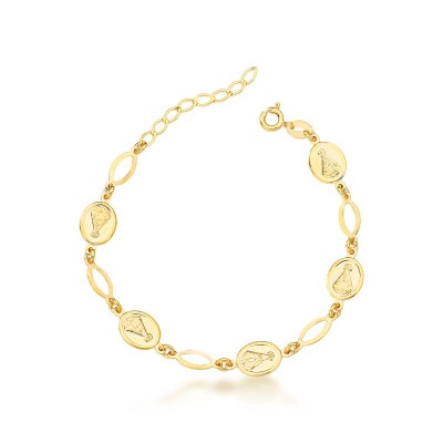 Pulseira Semijoia Folheado a Ouro Nossa Senhora Aparecida 18cm