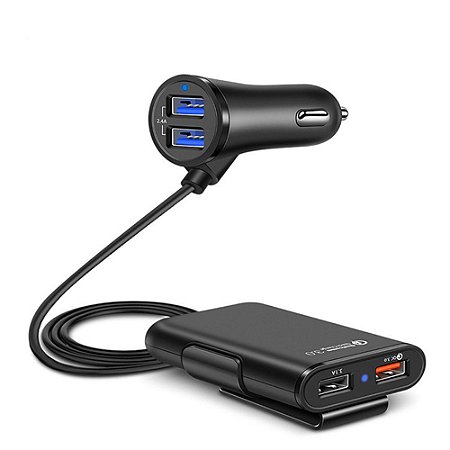Carregador Automotivo 36W Carga Rápida 3.0 com 04 Portas USB  Carga Rápida de QC3.0 USB Saída 5V / 3.1 e Dois Total 5V / 2.4.