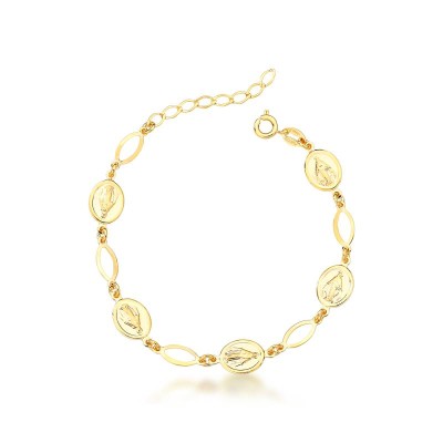 Pulseira Semi Jóia Folheado a Ouro Nossa Senhora das Graças 18cm