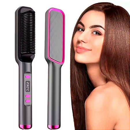 Escova Alisadora Multifuncional com Sistema Inteligente com Regulador de Temperatura de 05 Níveis para cada tipo de Cabelo