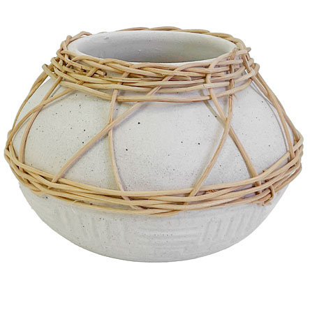 Vaso em Dolomita Redondo ENTRECASA Off White 13x10 cm