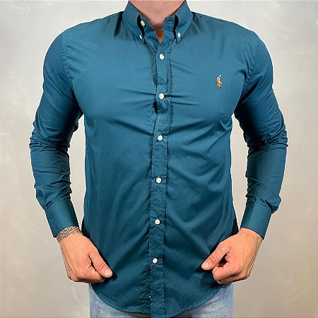 Camisa Masculina PRL Manga Longa Verde