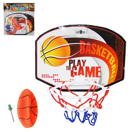 Jogo de Basquete Kit com 04 Peças Tabela + Aro + Bola Infantil