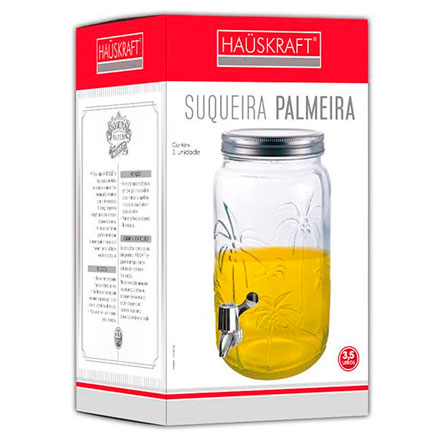 Suqueira ETILUX de Vidro Palmeira 3,5 litros