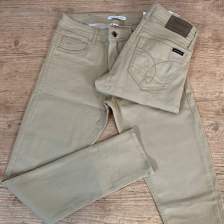 Calça Masculina Jeans CK Bege Skinny