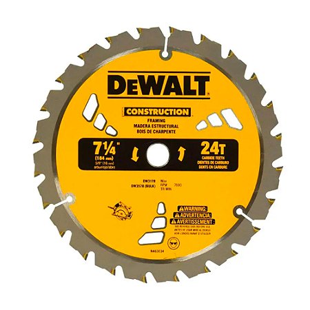 Disco de Corte DEWALT para Serra Circular 4.3/8" 184mm