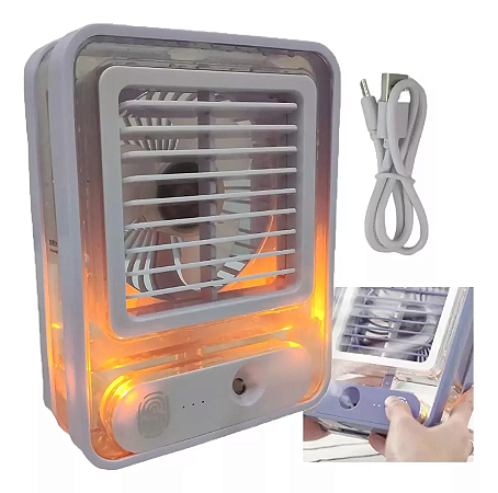 Mini Ventilador Climatizador Usb Portátil com Umidificador LED
