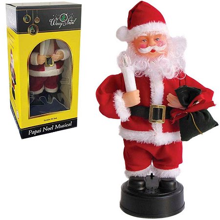 Papai Noel Musical com Movimento e Iluminação de Pilha Toca Músicas Natalinas