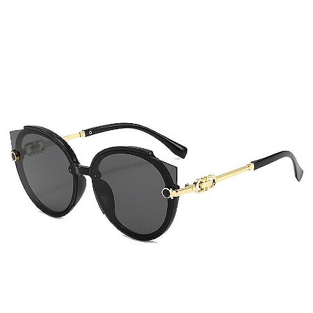 Óculos de Sol Feminino Retrô Preto
